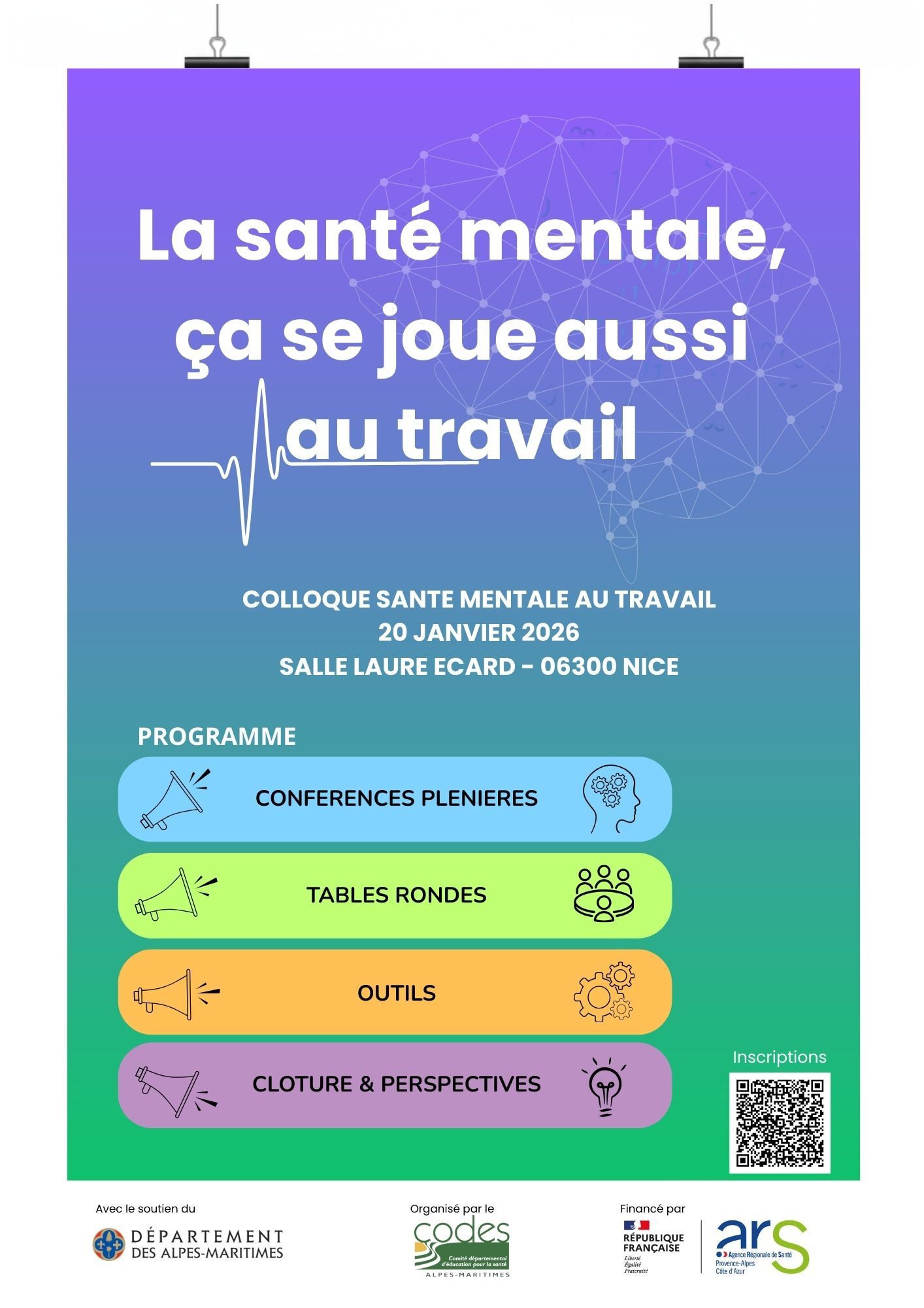 Affiche colloque Santé mentale au travail - CODES 06
